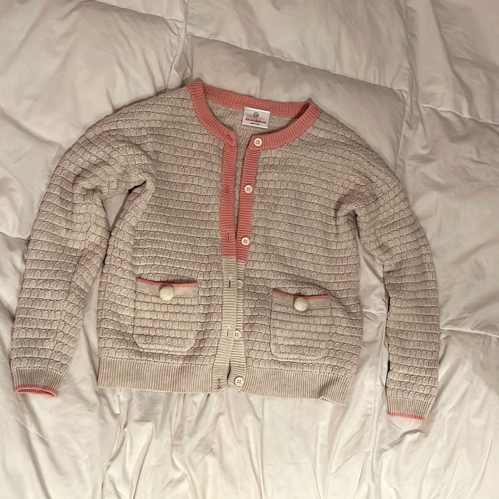 Pink white cardigan, Hanna Andersson